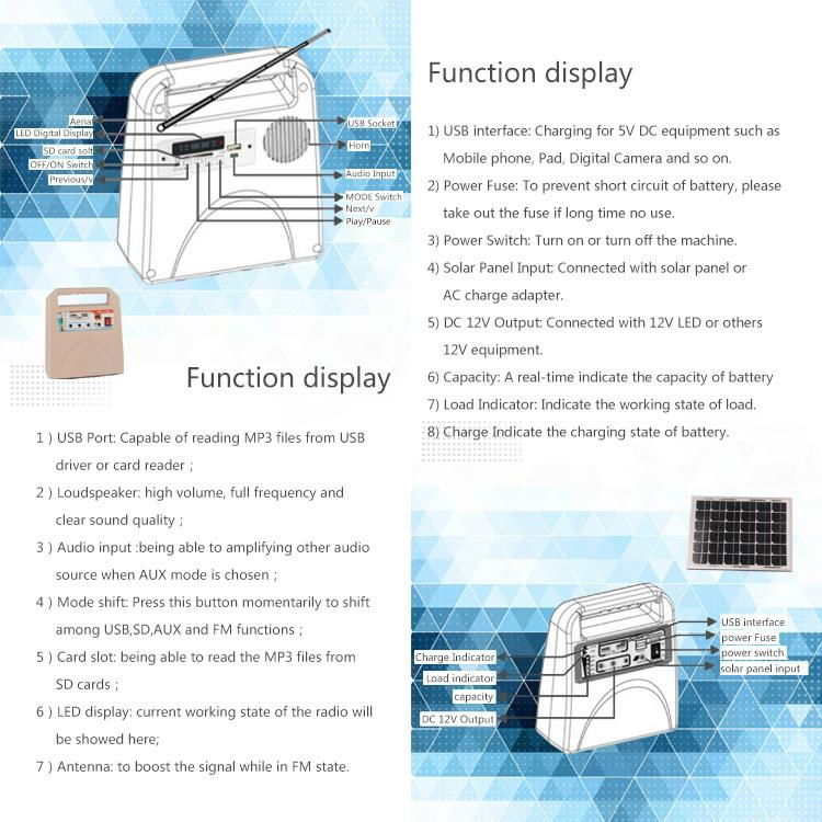 DC12V LED Solar Power System with 10W Solar Power Panel 5