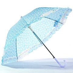 Auto Open Lovely Half Transparent Lace Straight Children Sun Umbrella