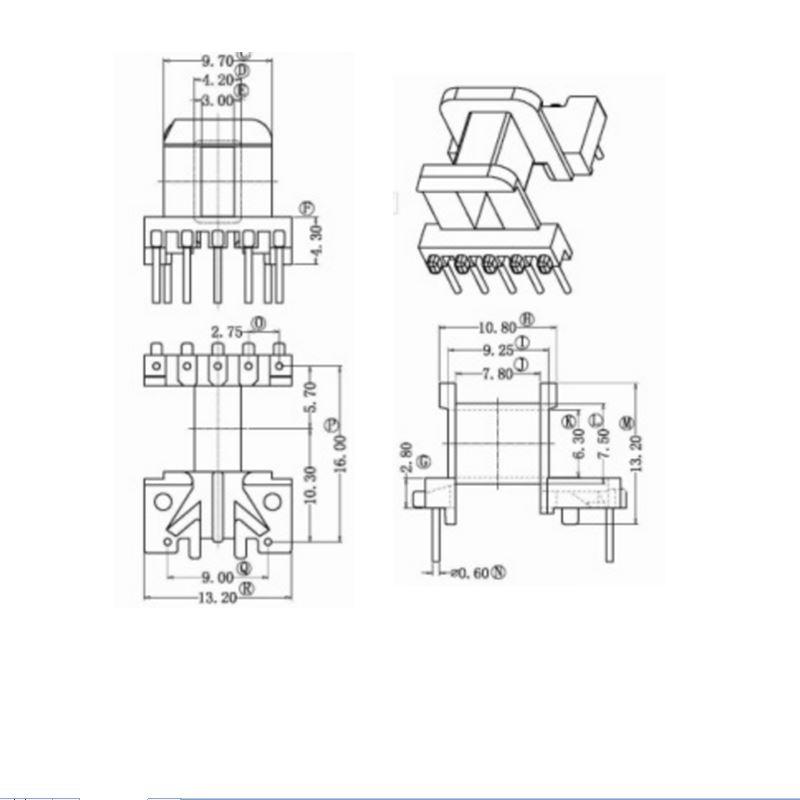 EE13 2+5P  horizontal HF smps transformer 2