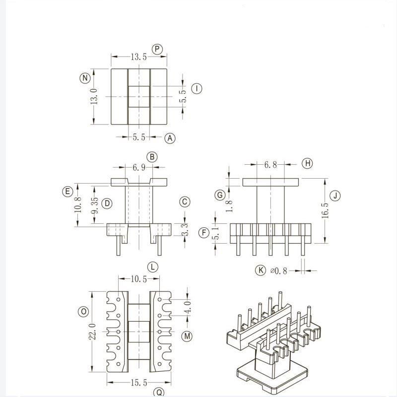 RANLO EE19 立式 5+5 DC DC 开关电源高频变压器  2