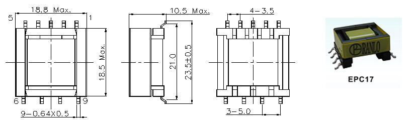 EPC17 4+5pin HF SMPS Transformer 4