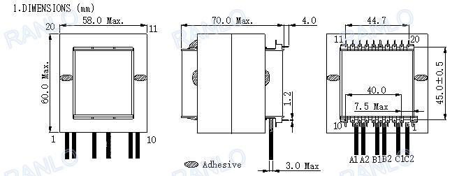 EE55 EE55B 10+10pin horizontal transformer bobbin ferrite core 2