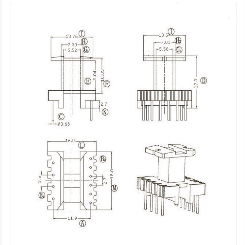 EE19 4+6pin  power supply transformer 5