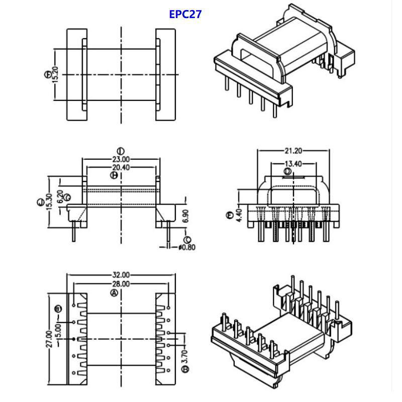 EPC27 power supply transformer HF transformer pulse transformer 5