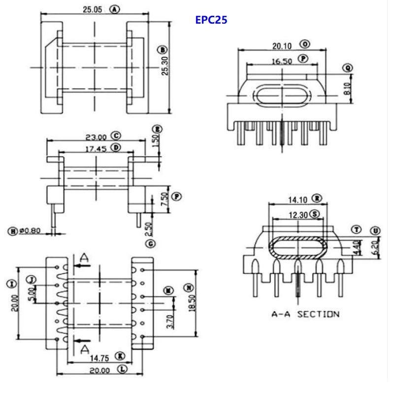 EPC25 5+6 pulse transformer power supply transformer HF transformer  5