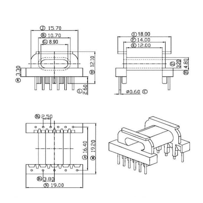 EPC19 5+6 power transformer HF transformer pulse transformer 5