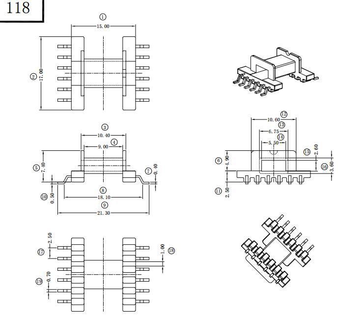 EFD15 6+6 PTH HF SMPS flyback transformer  4