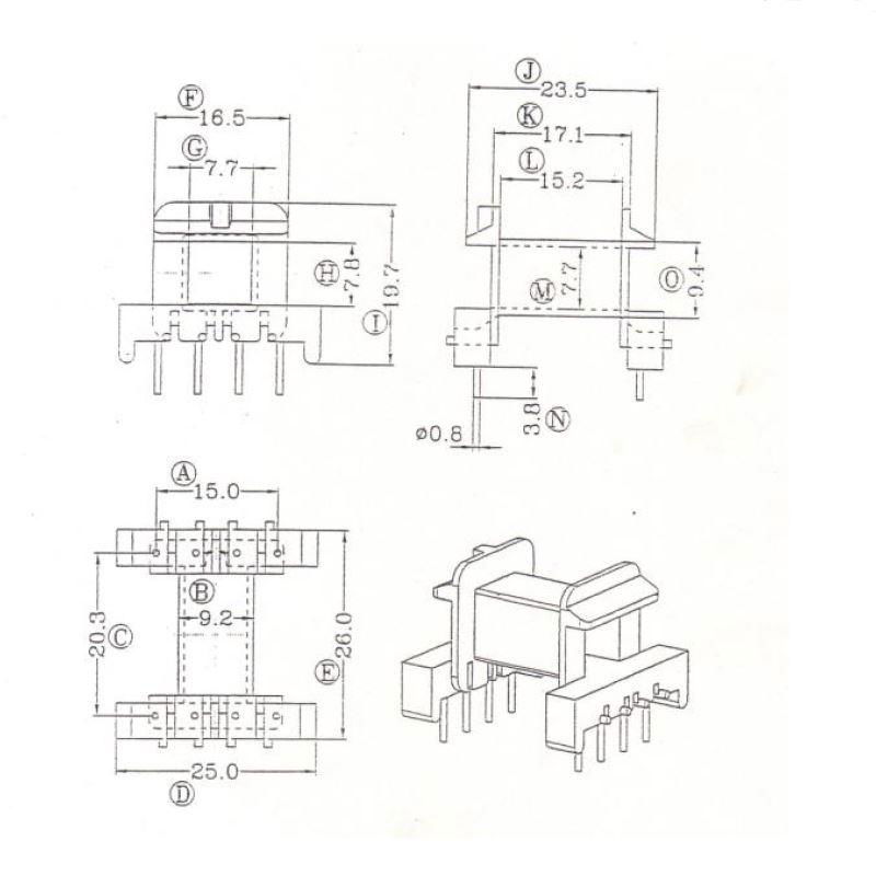 EF25 4+4Horizontal HF SMPS Transformer  5