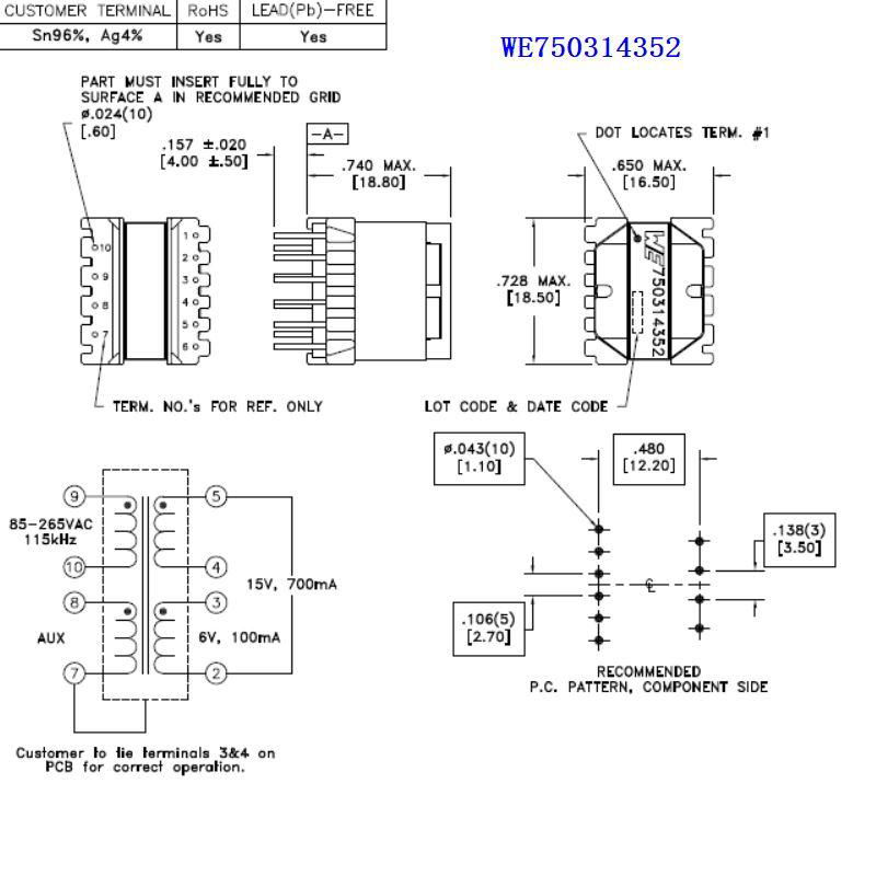 EE16  4+6pin Flyback HF transformer Coil Xformer 2