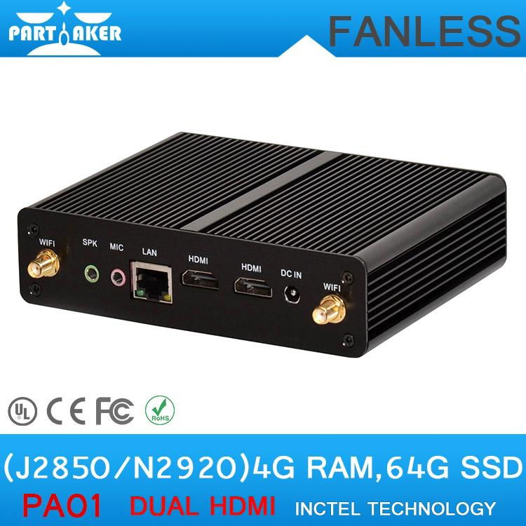 Industrial fanless mini pc embedded mini pc with Intel Pentium quad core 5