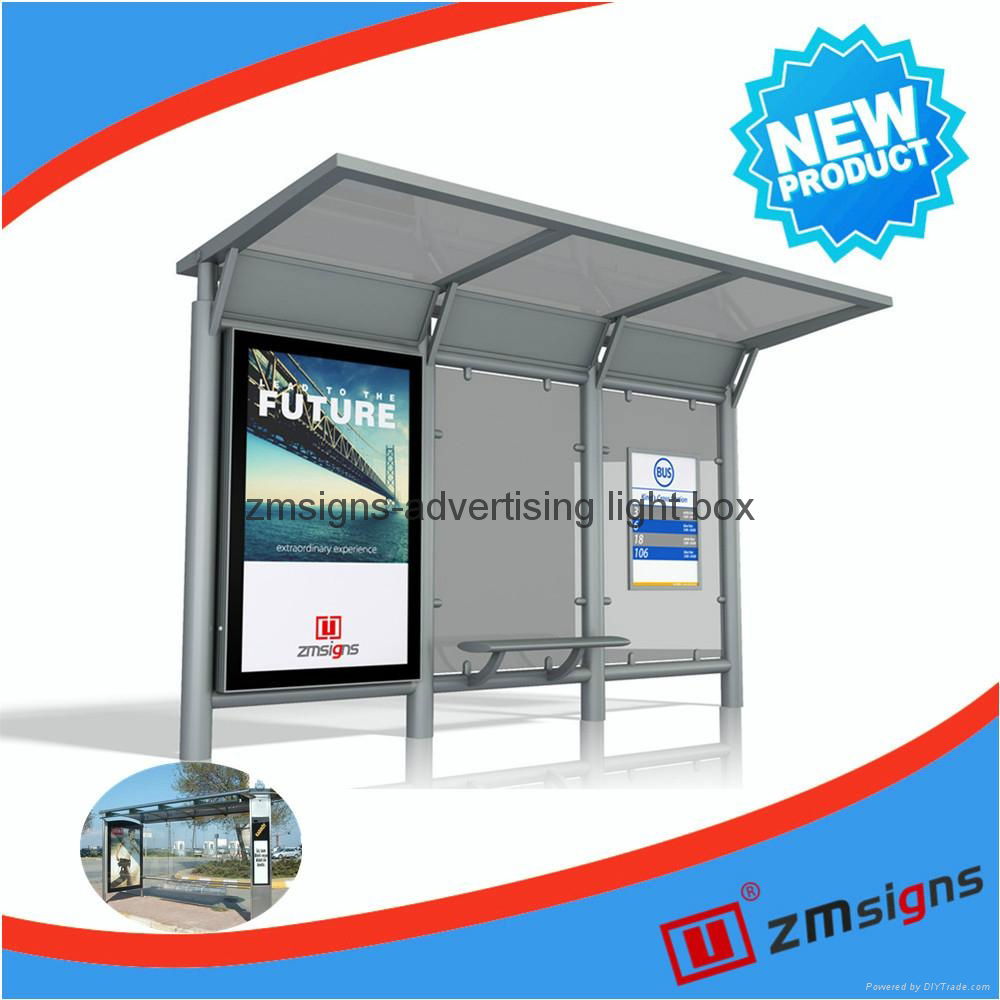 ZM-BS23 Solar bus shelter advertising light box signboard factory price