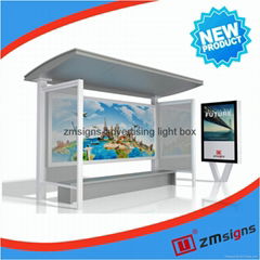 ZM-BS27 Stainless Steel Metal Type and bus shelter light box advertising