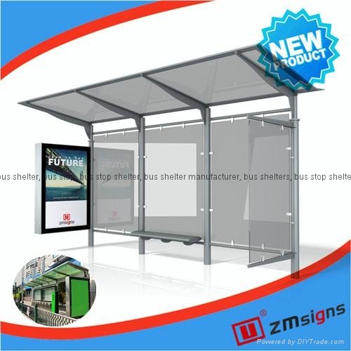 ZM-BS21 bus shelter with bench with scrolling advertising light box