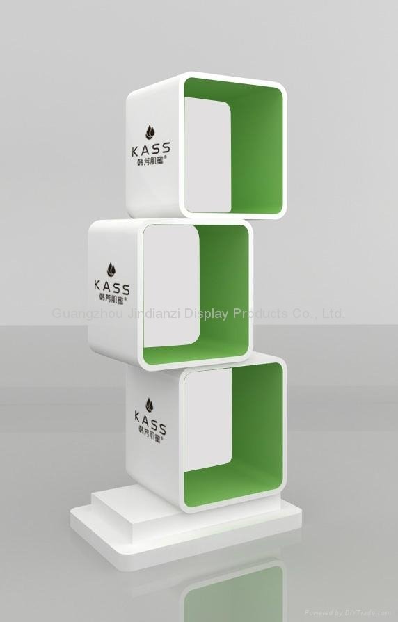 Creative wooden and acrylic cosmetic display rack for cosmetic shop fixture 