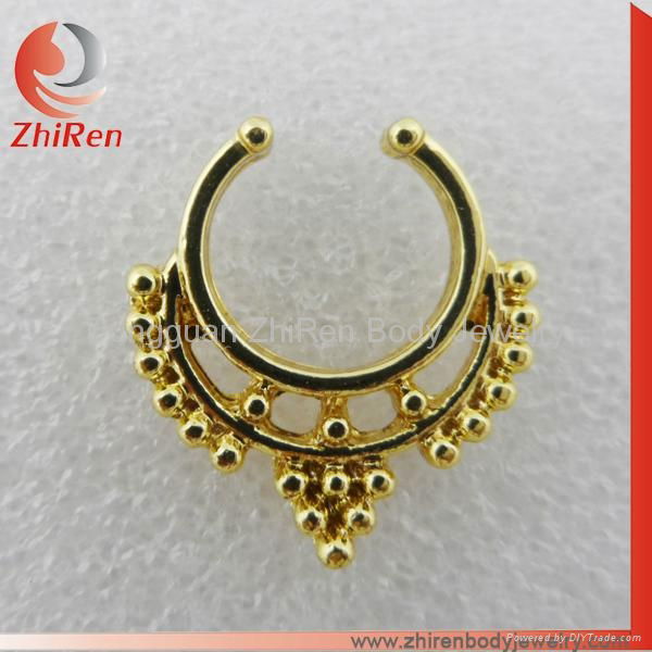 3 color available zinc alloy Fake Septum Ring, fake nose septum, fake piercing 