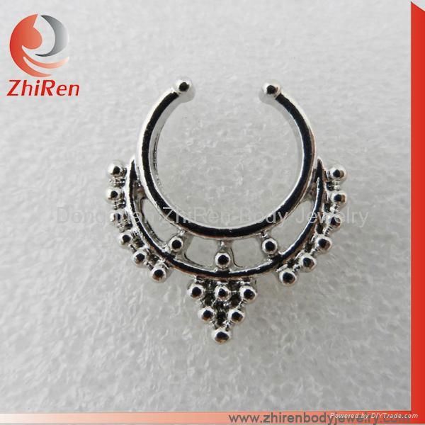3 color available zinc alloy Fake Septum Ring, fake nose septum, fake piercing  2