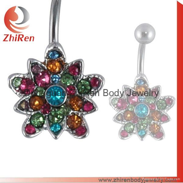 stainless steel dangled flower body jewelry, belly ring, navel ring