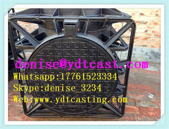 High Quality China Factory Cast Iron Manhole Cover With Frame 600*600  3