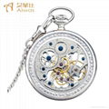 Silvery hollow pocket watches with mechanical hand wind movement 4