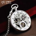Silvery hollow pocket watches with mechanical hand wind movement 5