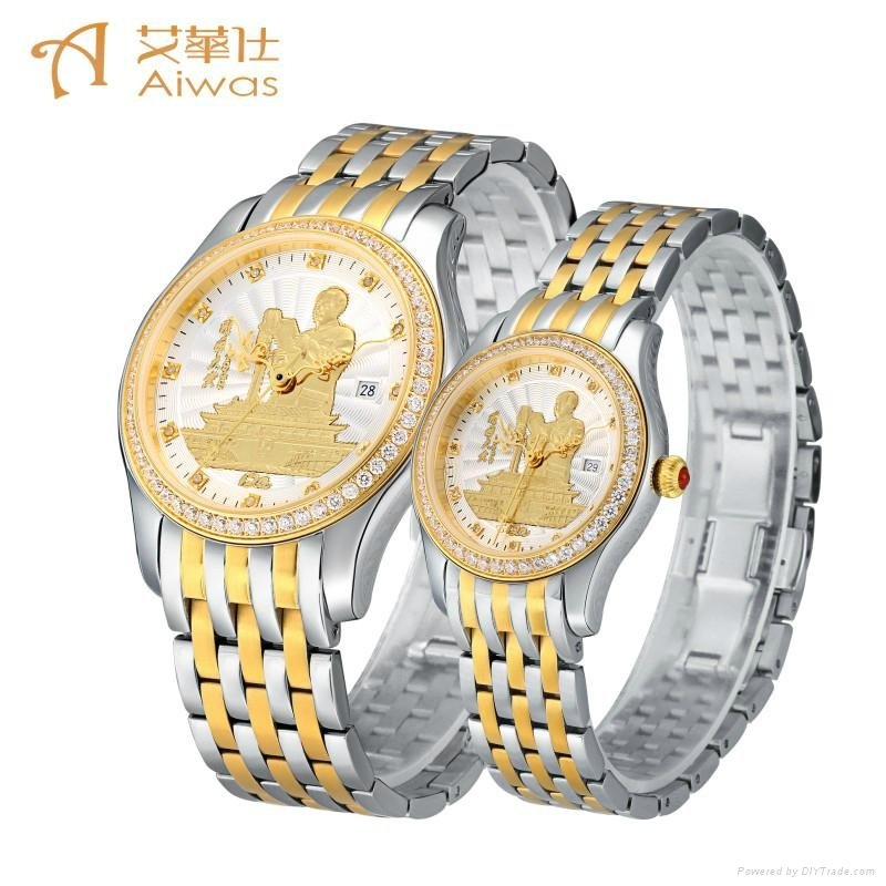 Chinese unique couple watches with 316L stainless steel band