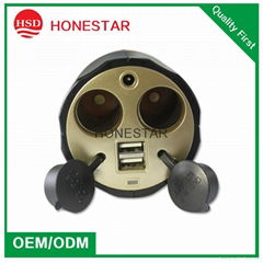 High quality 5V 2.1A USB car socket with cigar plug