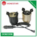 High quality 5V 2.1A USB car socket with cigar plug 3