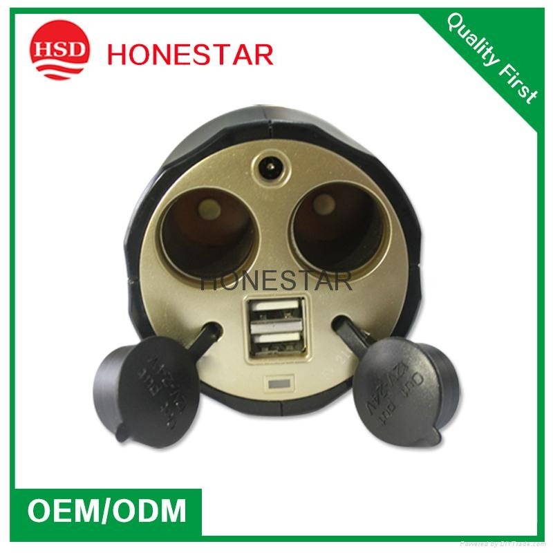 the lowest dual USB car socket with gold and SWITCH 4