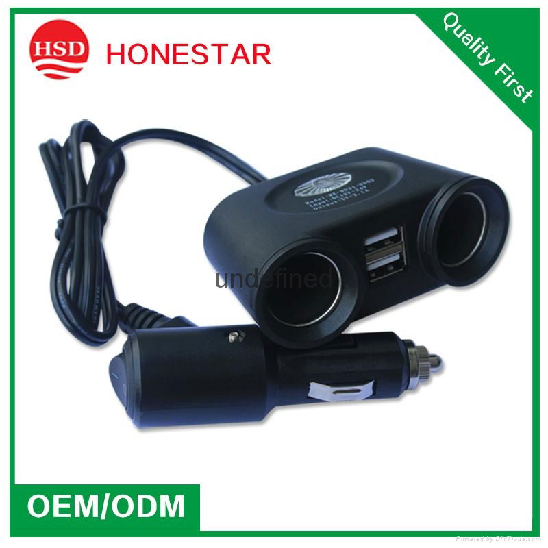 dual USB car charger and car socket with on off switch 2