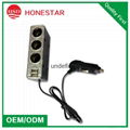 12V/24V 10A car socket with dual USB port 2