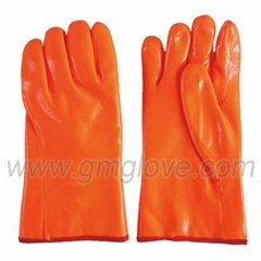 Orange Fluorescent PVC Chemical Resistance Gloves