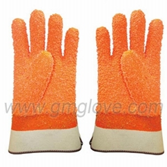 Orange Fluorescent PVC Dipped Gloves,Safety Cuff