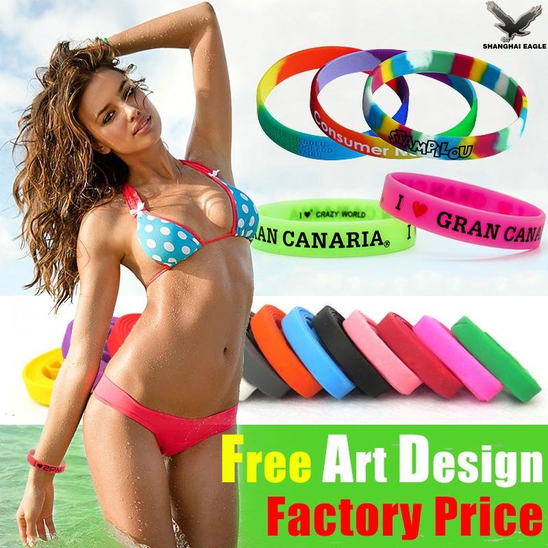 Cheap embossed debossed logo silicone wristband