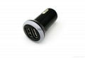 2015 new dual USB car charger with charging changeable led  light