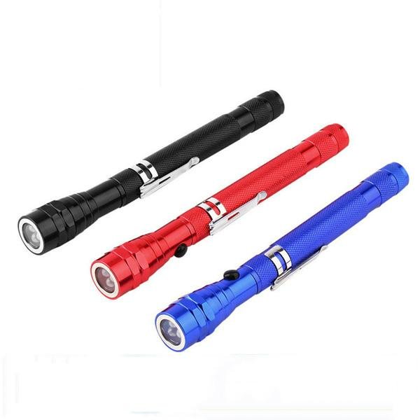 Telescopic flashlight Torch with strong Magnetic 3 led pick up torch
