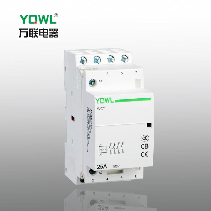 Modular Household Ac Contactor WCT 25A 2P 2NO 220V  with silver contacts