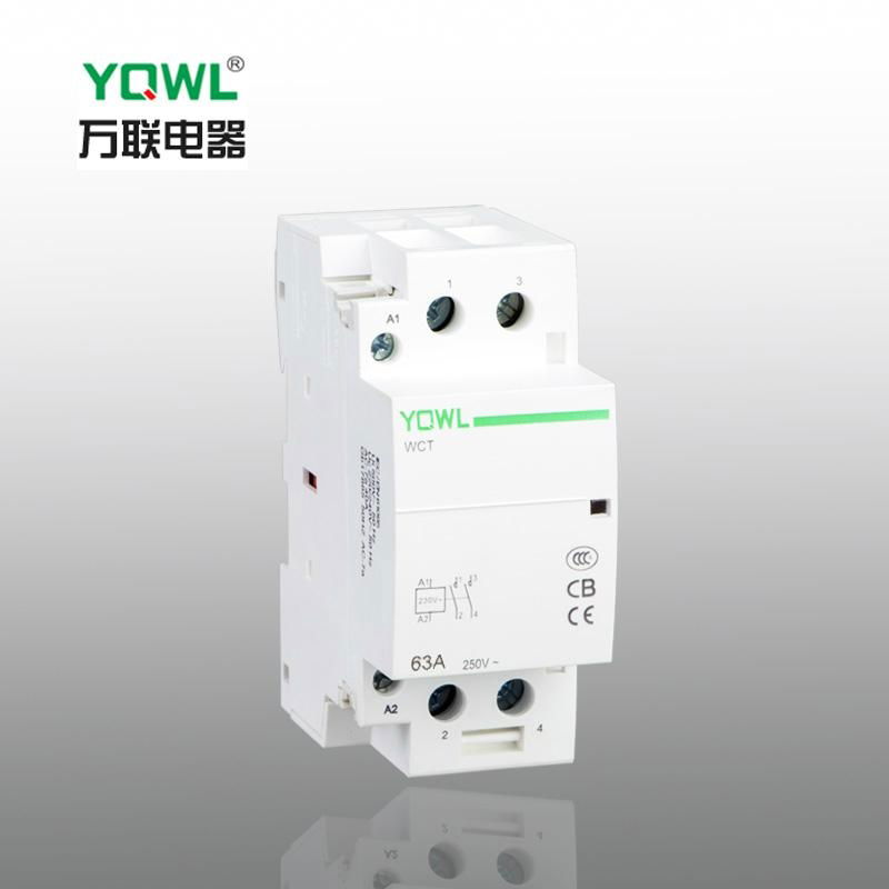 Modular Household Ac Contactor WCT 25A 2P 2NO 220V  with silver contacts 3