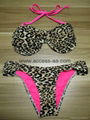 Hot Selling Ladies Bikini Leopard Print Contrast Color Push Up Cup Very Chic