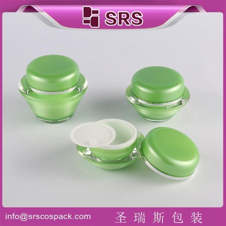 acrylic cosmetic cream jar 50ml for skin care with green color 2