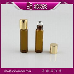 SRS promotion no leakage high quality glass 5ml roller bottles with glass ball
