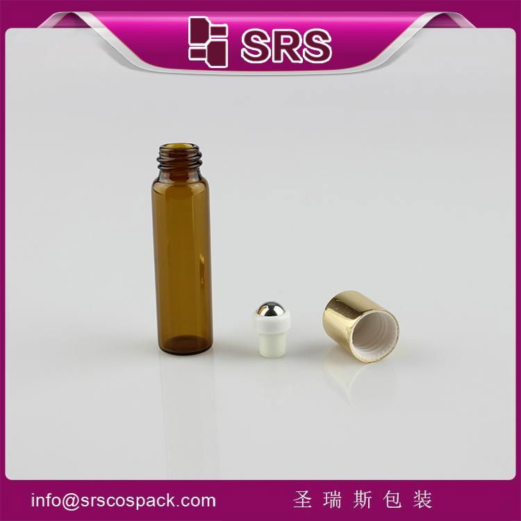 SRS promotion no leakage high quality glass 5ml roller bottles with glass ball 4