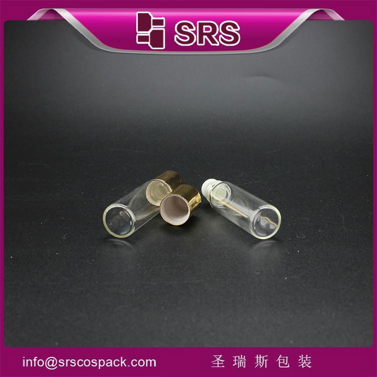 SRS promotion no leakage transparent perfume 5ml glass roll on bottle with steel