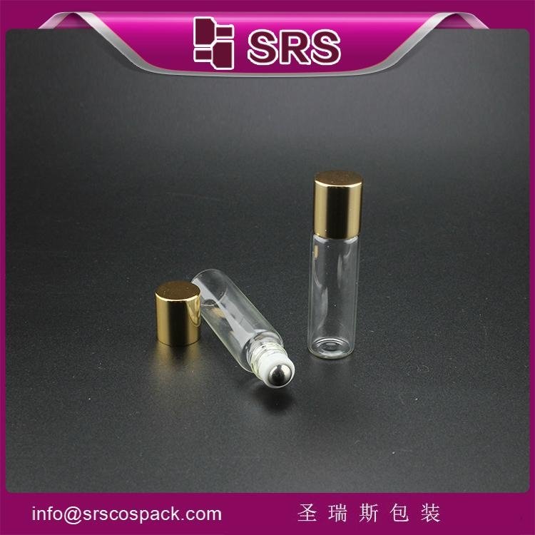 SRS promotion no leakage transparent perfume 5ml glass roll on bottle with steel 3