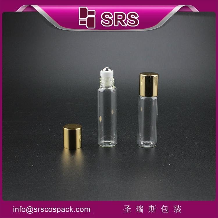 SRS promotion no leakage transparent perfume 5ml glass roll on bottle with steel 4
