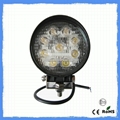 Aluminum 27W IP67 Waterproof LED Work Lamps / Round Led Work Lights 10V-30V