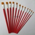 New 6 Pcs Red Bristles Paint Brushes For