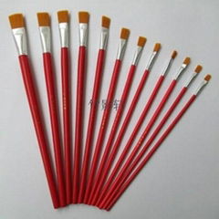 New 6 Pcs Red Bristles Paint Brushes For Artist Supplies