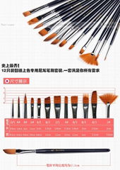 Brown Tip Nylon Paint Brushes