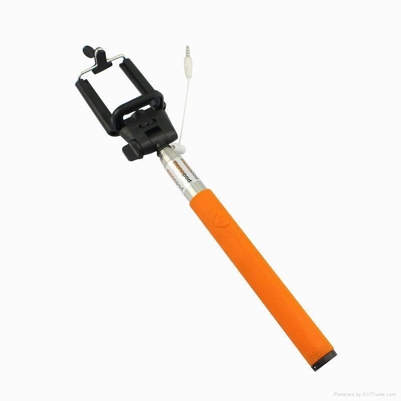 extendable  cable  wired monopod selfie stick 