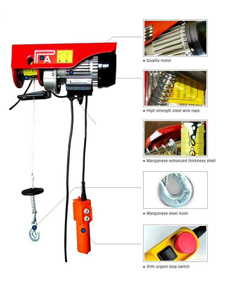 Top Sell 220V Double Speed Electric Mini Hoist 3